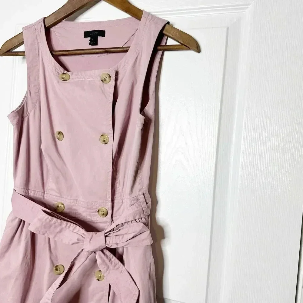 J. CREW Size 0 Garment Dyed Trench Coat Dress Lilac Purple Preppy - Picture 3 of 11